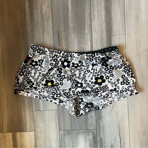 Floral Athletic Women's Shorts - Black and White